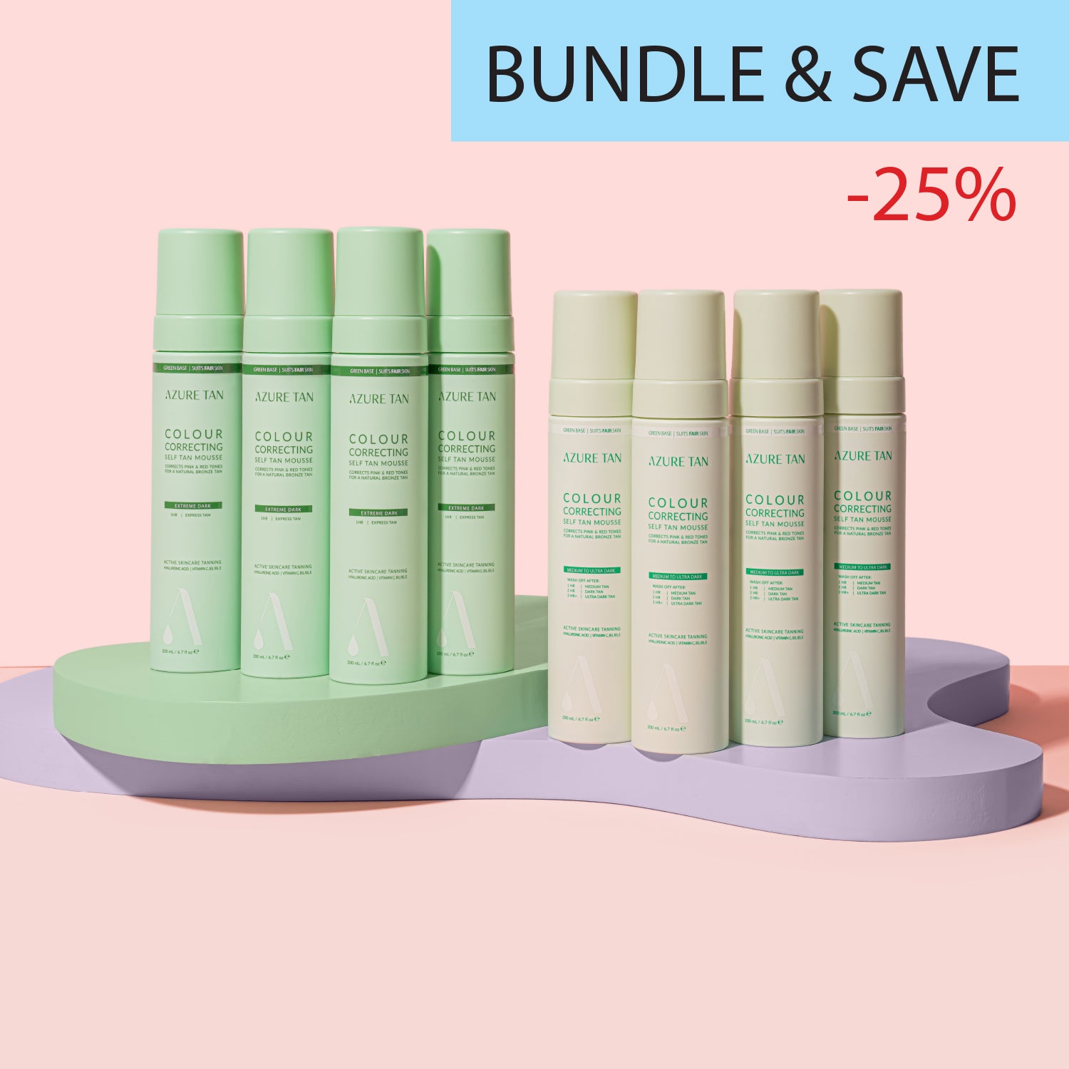 SELF TAN MOUSSE GREEN BASE BUNDLE X 8